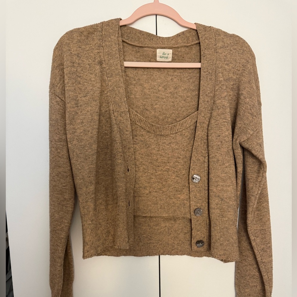 Brown Cardigan and Tank Set